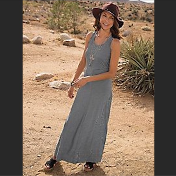 NWOT Sahalie Black & White stripe sleeveless maxi dress Size M, snip-to-fit - Picture 1 of 7
